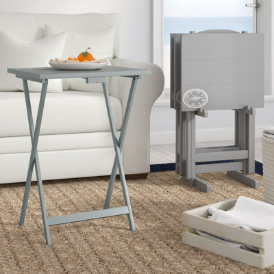 Ally 5 Piece TV Tray Table Set Breakwater Bay Color Gray